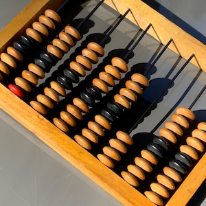 Small vintage wooden abacus, primitive accounter, Counting Abacus, Small functional abacus from the 1980s (# 596 )
