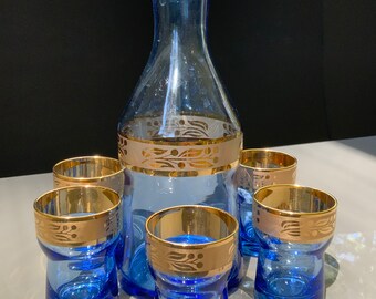 Ensemble carafe et verres à liseré doré | FabriQémoi