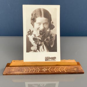 Small carved Wood Photo holder, wood frame,  Latvian pattern, vintage wood frame, Gift,  Art Deco photo frames,