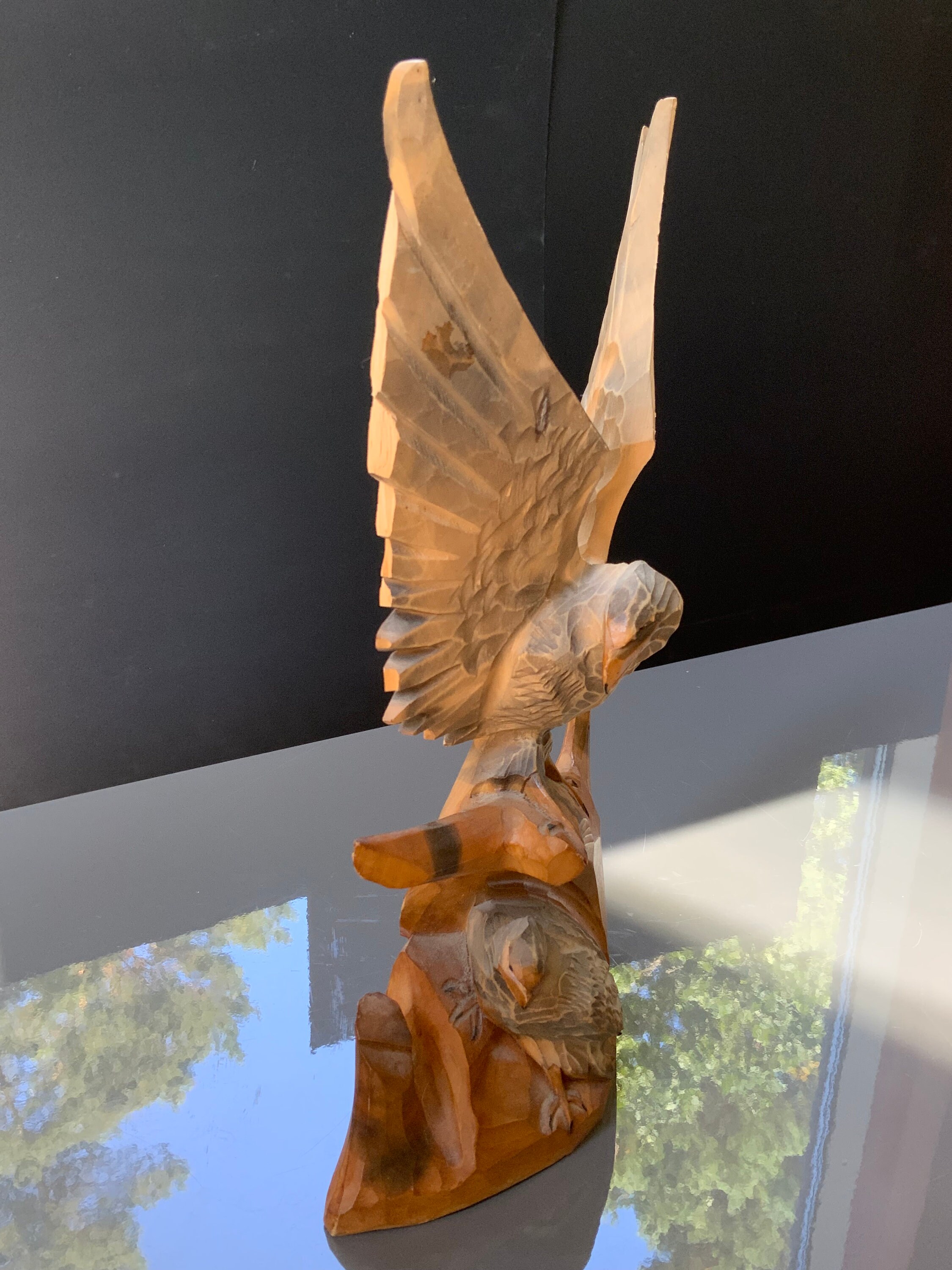 ヴィンテージの手彫り木製鷲の置物：美術彫像（14.1インチ） - Etsy 日本