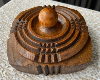 Caja redonda de madera vintage: almacenamiento de baratijas y joyas