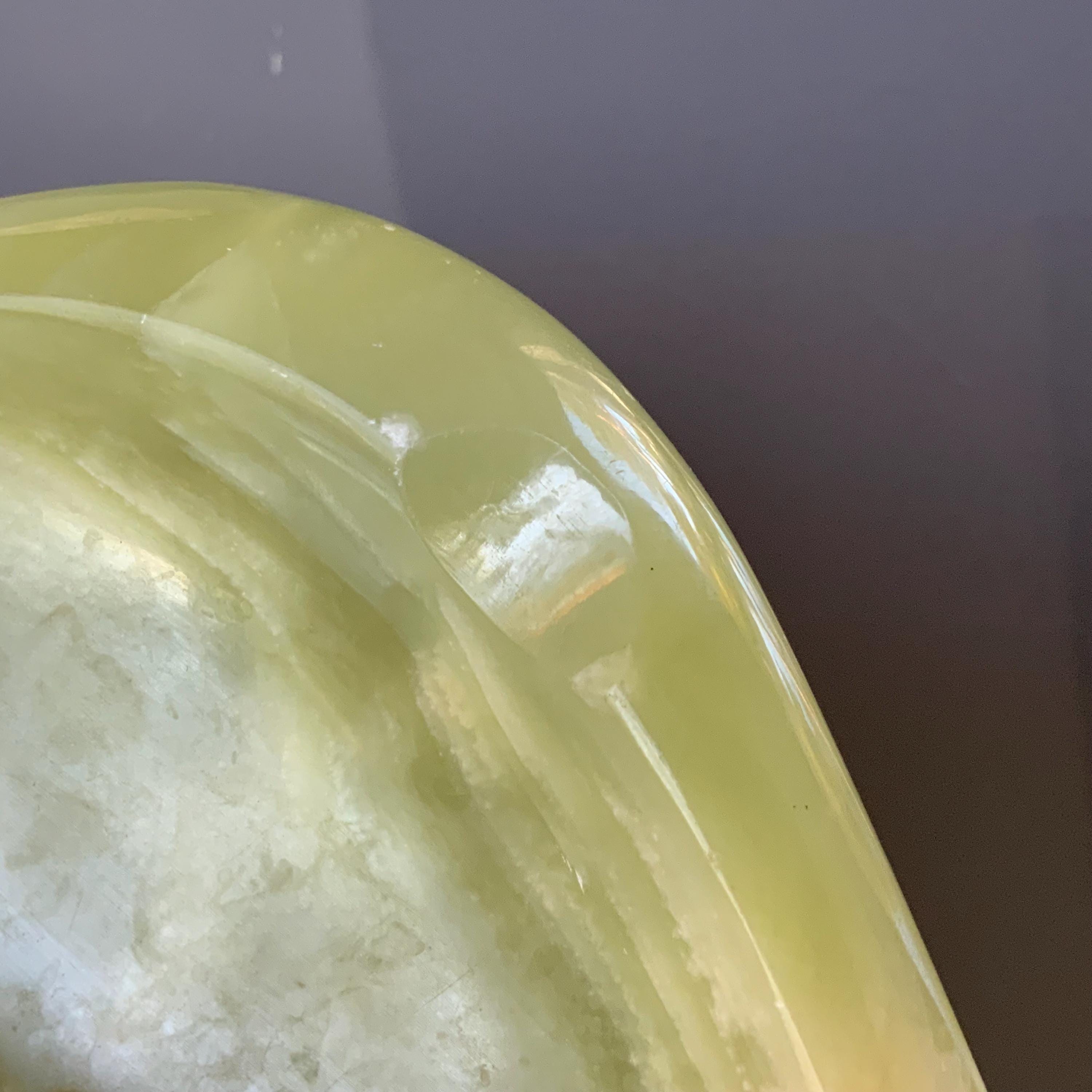 ヴィンテージグリーンオニキス灰皿：石灰皿（7インチ×3.9インチ