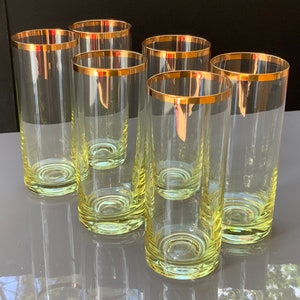 Vintage Gold Rimmed Juice Glasses, Set of 6, Soviet Tableware