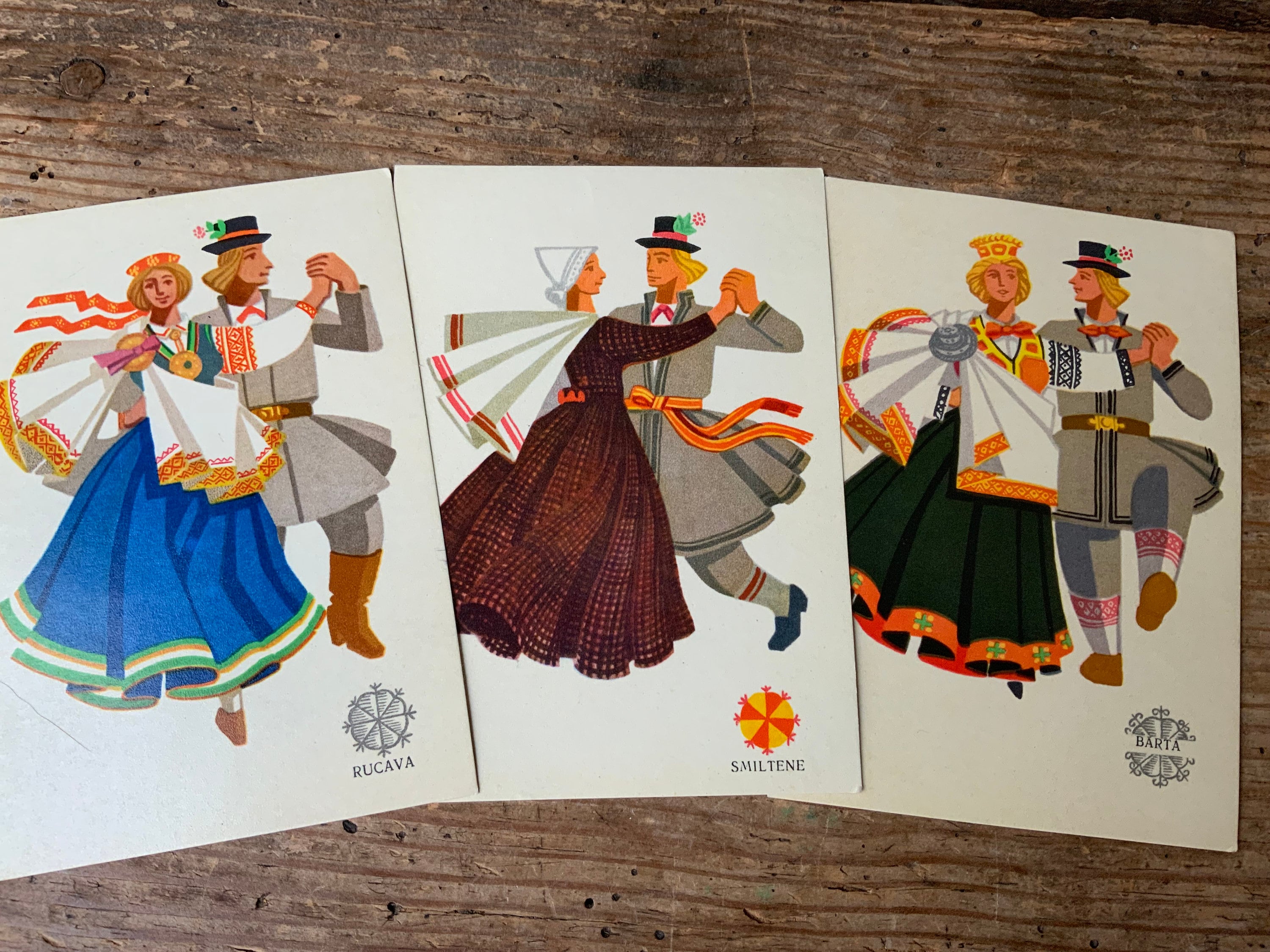 Vintage Latvian Folk Costume Postcards: Ģirts Vilks Art, Set of 3