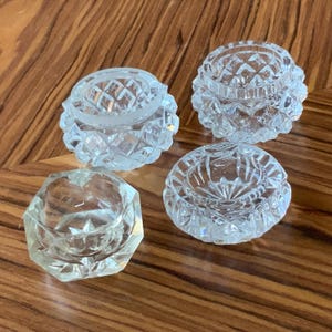 Gemengde kavel (4) Helder glazen open zoutvaatje zoutdip, vintage art deco, kristalgeslepen glas