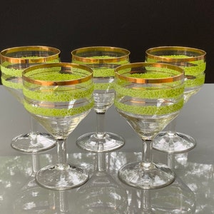 Conjunto de taças de champanhe com aro dourado: taças de casamento foscas verdes