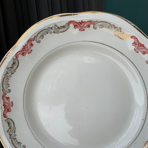 Vintage Gold Rimmed Porcelain Plate: Riga USSR, 9.4 in
