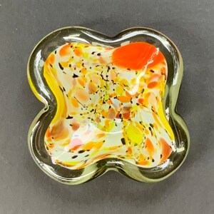 Small Mid century multicolor serving bowl-ashtray-candy bowl. Vintage hand blown glass vase. Art deco large bowl. Heavy glass vase