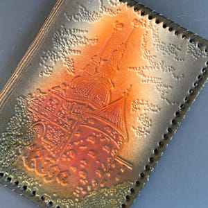 Vintage bokomslag i läder: Mönster på Rigas gamla stadsdel, 1970-talets NOS