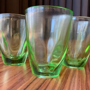 Set of 3 Vintage Ukrainian Vodka glasses, light green, shot glasses Retro shot green glasses barware-retro Bar glass Antique drinkware