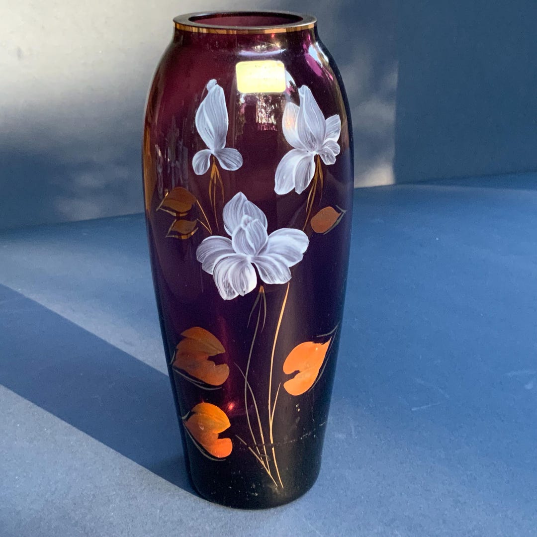 Lilac Purple & Gold Czech Bohemia Art Glass Vase: Hand-blown - Etsy
