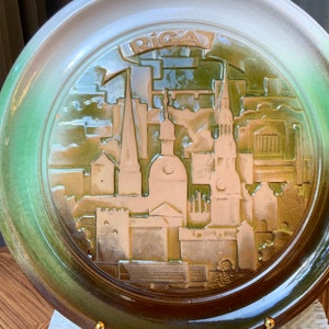Vintage plate from Riga Latvia Showing the Old Town Riga Baltic States 10in