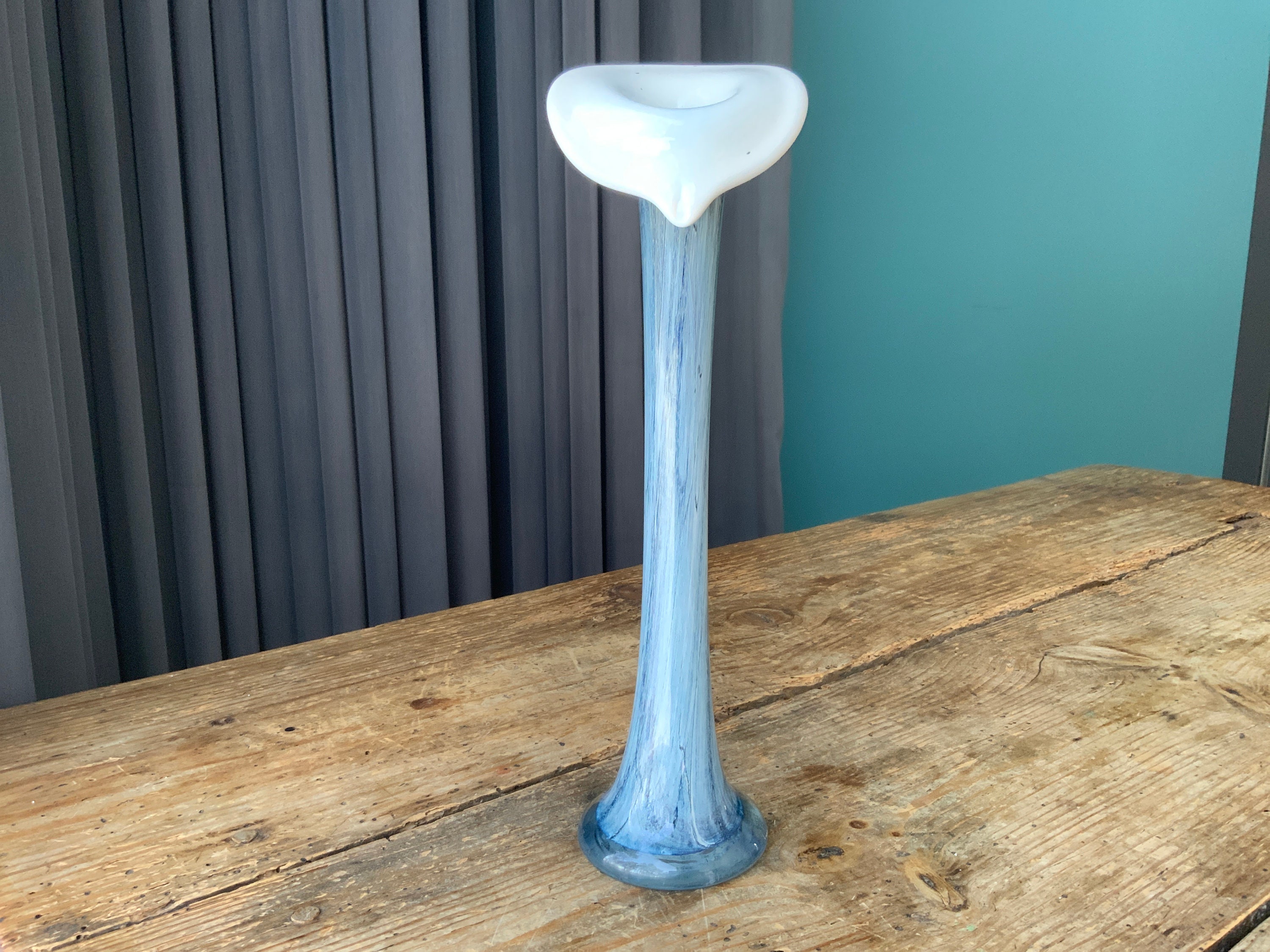 Calla Lily Jack in the Pulpit Blue White Vase Midcentury Etsy