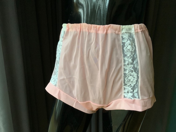 UNUSED Vintage Lingerie Briefs High Waist Panties Women Underwear Pink  White Lace , Size 50/L Clothing ,party Retro Clothes 