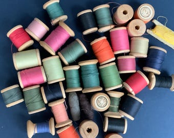 ヴィンテージ木製糸巻き：綿製縫い糸ロット、各種色（# 444 ） - Etsy 日本