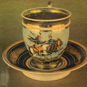 Picture on wood plaque Photo Vintage 1970s - Vintage cup and saucer / Kitchen Scene Still Life Photo Kuznetsov cup