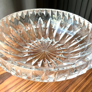 Vintage Crystal Bowl,8.6" diameter,  Beautiful Vintage Outstanding Crystal Vase, Round Glass Crystal Bowl, the 70s