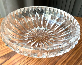 Vintage Crystal Bowl,8.6" diameter,  Beautiful Vintage Outstanding Crystal Vase, Round Glass Crystal Bowl, the 70s