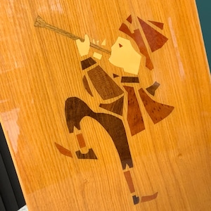 Handmade Marquetry Wood Wall Hanging: Retro Intarsia Art