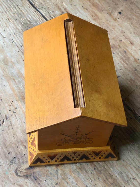 old wooden cigarette dispenser Vintage Wood Cigarette Dispenser, Hand Carved Burned …
