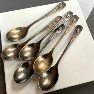 Lot de 6 cuillères à café vintage - cuillères à café d'occasion, poignées décoratives (n° 601)