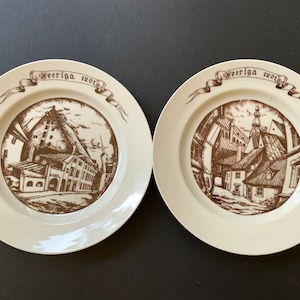 Riga plate. Porcelain plate 20cm decorative souvenir Old Riga City Latvia landmarks, Riga souvenir