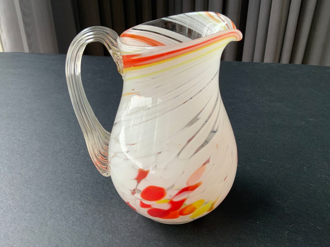 Small Color Glass Pitcher Vintage Multicolor Swirl Glass Pitcher 300mll ...