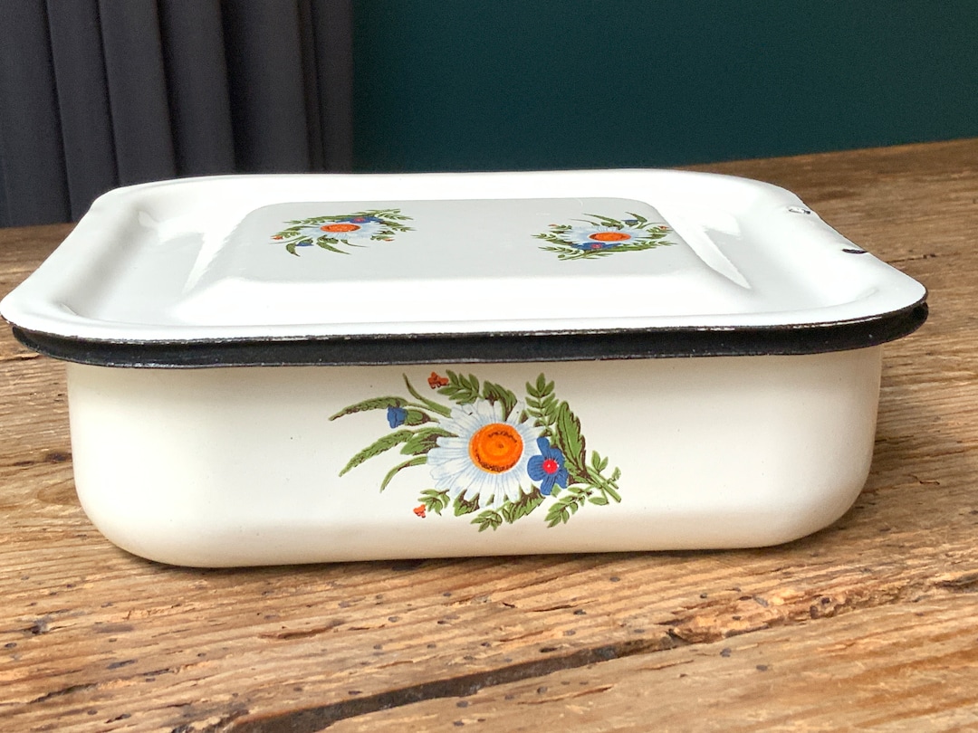 Vintage Enamel Box Enamelware Refrigerator Box White With Etsy