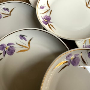 HAND PAINTED Vintage Riga porcelain factory dessert plates from set Vasara-Summer, SET of 6 plates, Latvia, Floral ornament, the 70s