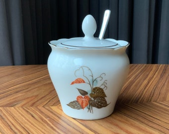Vintage Kahla GDR Floral Porcelain Sugar Bowl with Lid