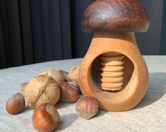 Handmade Wood Nutcracker: Mushroom Kitchen Decor  ( K 3 )