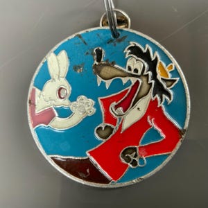 Llavero vintage de lobo y liebre de dibujos animados "Nu Pogodi", soviético de la URSS, animal, dibujos animados para niños, ¡Nuevo!