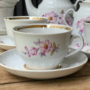Unbenutzt, Set für 6, Vintage Riga Porzellan, Kaffee - Teeservice, Riga Porzellan RPR Tassen, Lettland Porzellan
