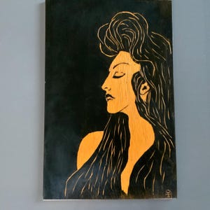Vintage Carved Wood Wall Plaque: Retro Handmade Painting, Signed