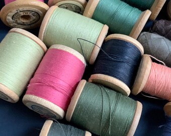 ヴィンテージ木製糸巻き：綿製縫い糸ロット、各種色（# 444 ） - Etsy 日本