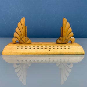Handcrafted, Photo holder wood frame, Latvian pattern, ornaments, vintage oak frame, Art Deco