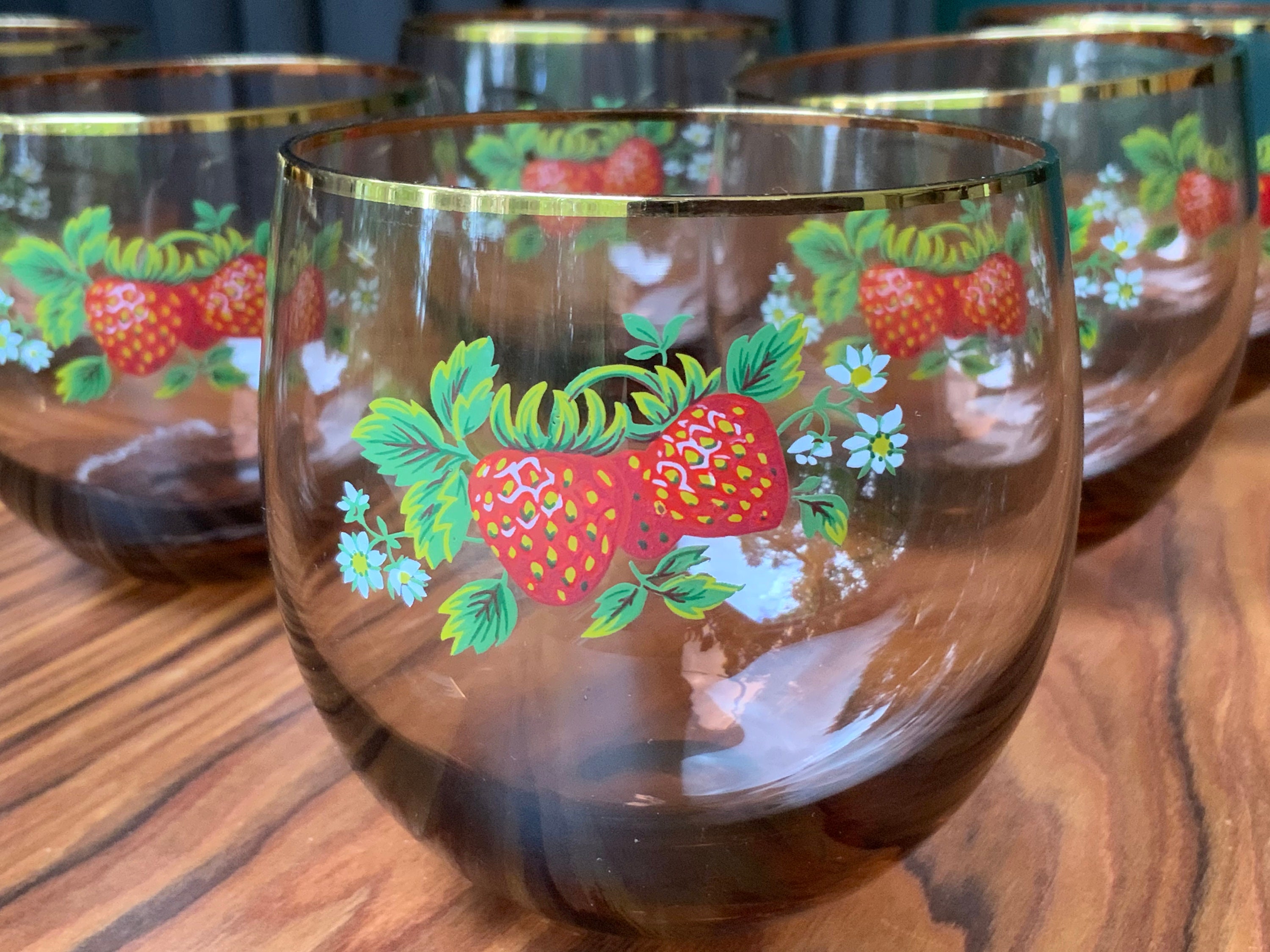 Strawberry Flower Pattern Drinking Glass With Lid And - Temu