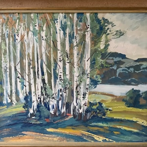 Birches, Oil on cardboard 66 x 54 cm/26in x 21 in, Original oil painting.