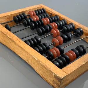 Vintage Wooden Abacus: Primitive Counting Tool, 1980s Decor ( K 1 )