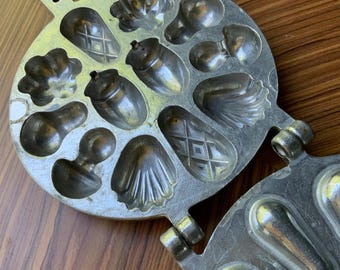 Multi-Shaped Baking Mold for cookies, Mushroom, Acorn, Pine cone, Flower, Shell, Designs, Retro Metal Kitchen Gadget, Heavy weight (# 637