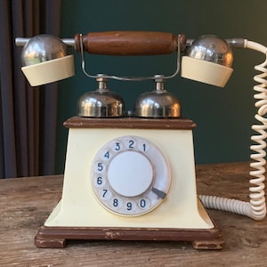 From the 80s Vintage Rotary Telephone &quot;RETRO&quot; , phone made In the USSR,  Home Decor, beige color