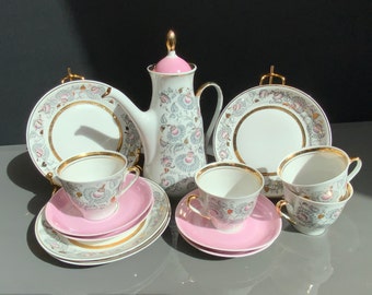 Vintage Marianna Porzellan Espresso Set: Rigaer Porzellanmanufaktur, Lettland