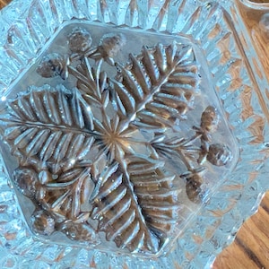 Vintage Glass Trinket Tray: Square Jewelry Dish with Pressed Ornament