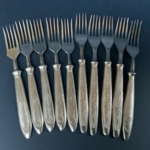 Mismatch Dinner Forks Set of 10, Vintage Soviet-era USSR, (# 570 )