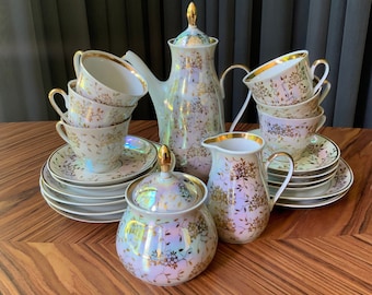 Vintage Marianna Kaffee-Set: RPR Riga Floral Espresso Service