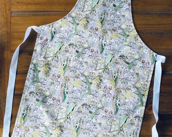 Handmade Waterproof Adult Apron, Gum-Nut Print, Lapidary Gardening Apron