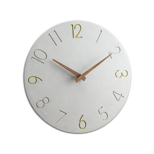 Concrete clock LINA - wall clock concrete with wooden hands