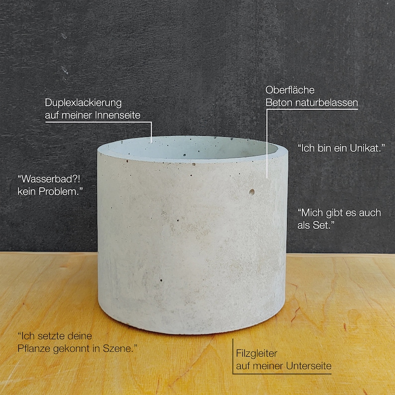 Concrete pot MALI concrete flower pot handmade image 3