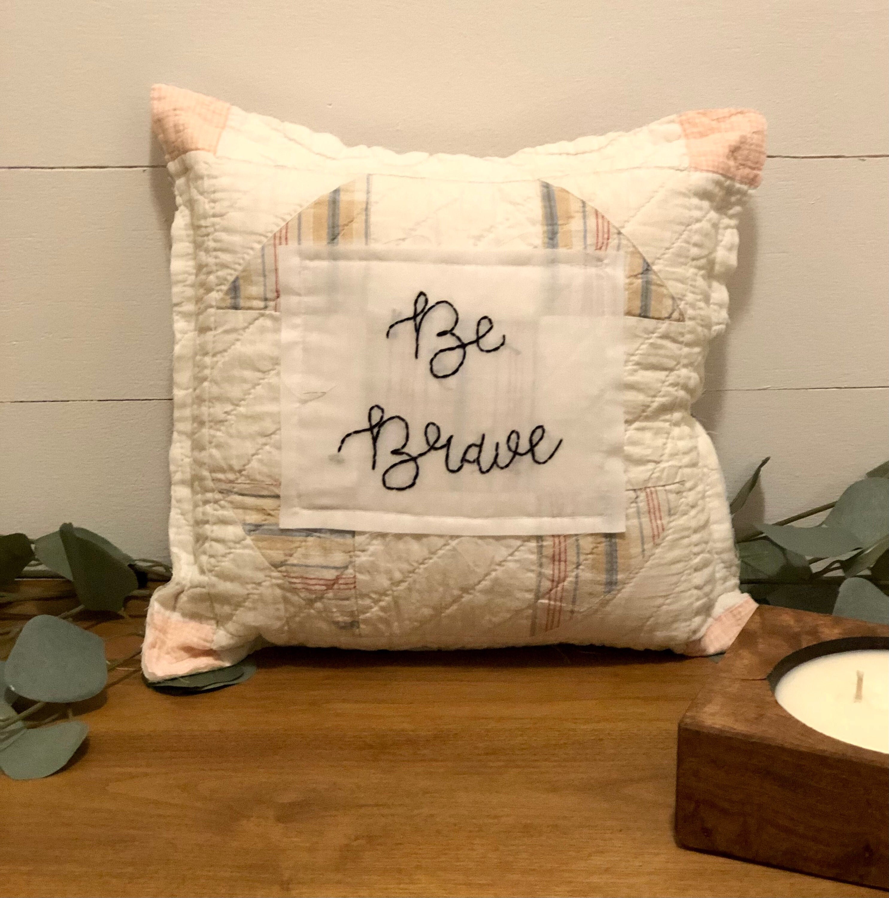 Home Décor Decorative Pillows Vintage Quilt Pillow cutter quilt repurposed throw personalized