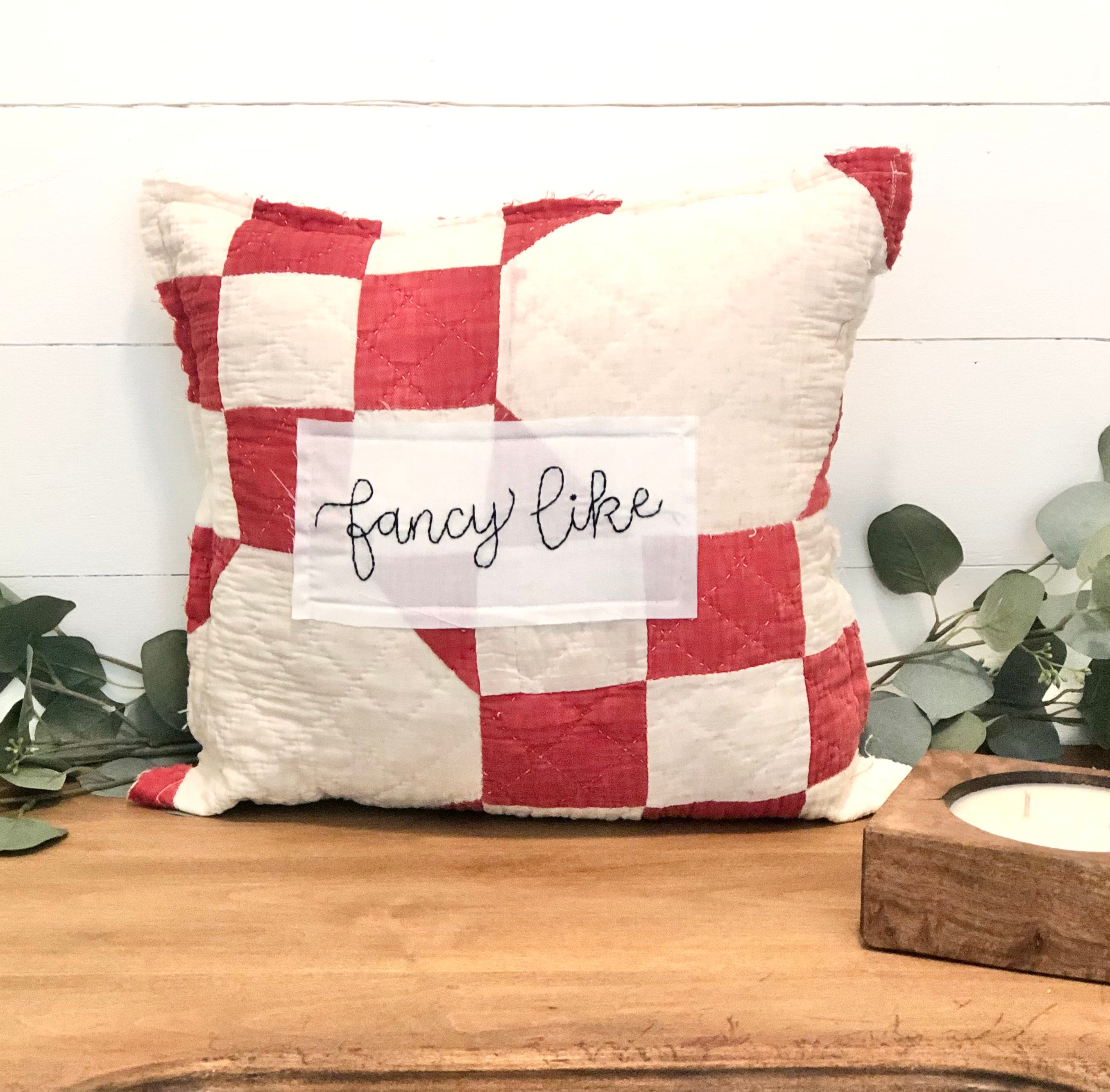 Home Décor Decorative Pillows Vintage Quilt Pillow cutter quilt repurposed throw personalized